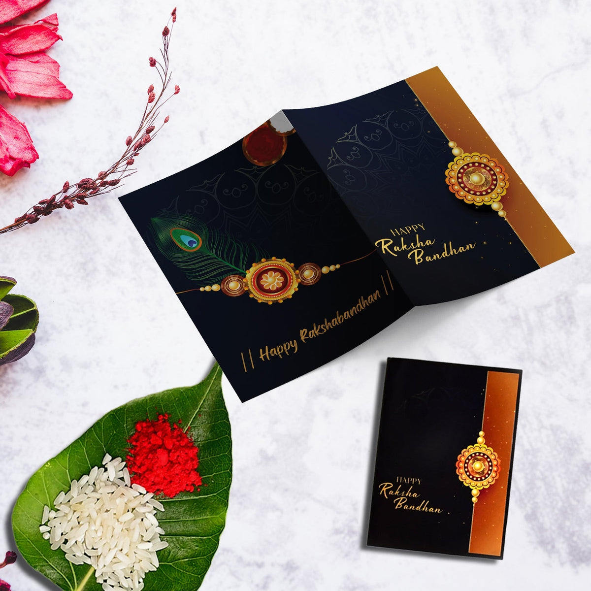 Rakhi Gift Combo With 2 Stylish Rakhis For Brother Includes Choco Beats Box Silver Coin Roli Chawal Greeting Card