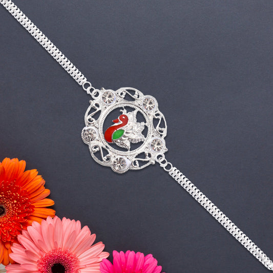 Peacock Design Stone Rakhi